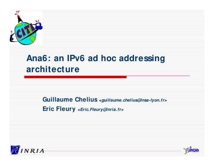 ana6 an ipv6 ad hoc addressing architecture