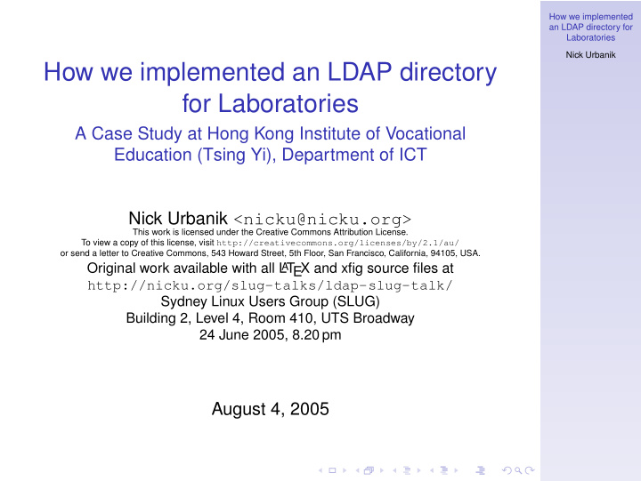 how we implemented an ldap directory for laboratories