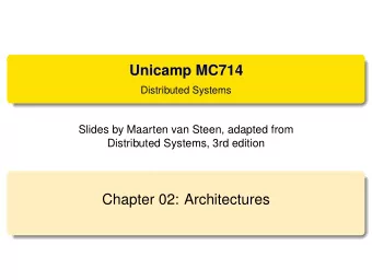 Unicamp MC714  Distributed Systems  Slides by Maarten van Steen, adapted from  Distributed Systems,