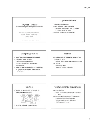 TargetEnvironment  Heterogeneoussensors  TinyWebServices: