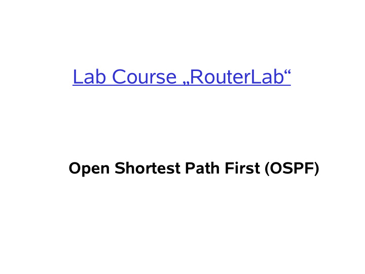 lab course routerlab