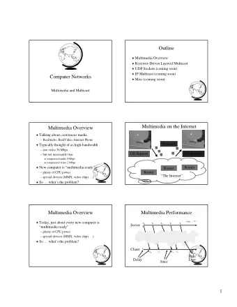Outline ! Multimedia Overview ! Receiver-Driven Layered Multicast ! UDP Sockets (coming soon) ! IP