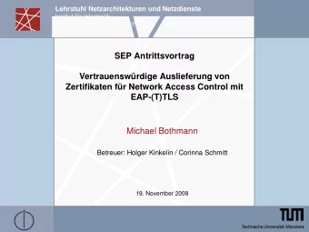 SEP Antrittsvortrag  Vertrauenswrdige Auslieferung von  Zertifikaten fr Network Access Control