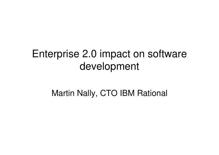 enterprise 2 0 impact on software development