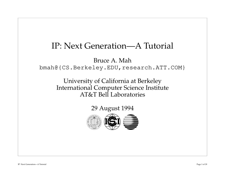 ip next generation a tutorial