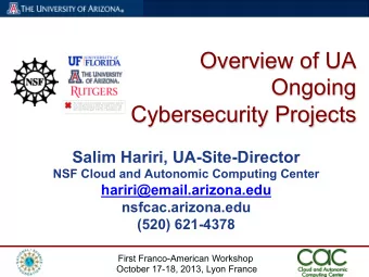Overview of UA  Ongoing Cybersecurity Projects  The image cannot be displayed. Your computer may