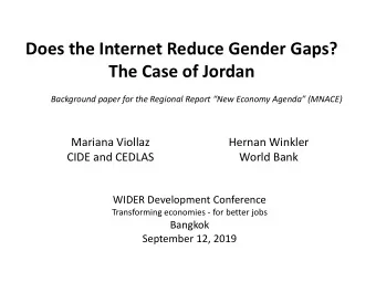 Does the Internet Reduce Gender Gaps?  The Case of Jordan  Background paper for the Regional Report