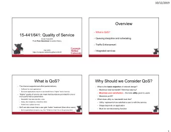 Overview  What is QoS?  15-441/641: Quality of Service  Queuing discipline and scheduling