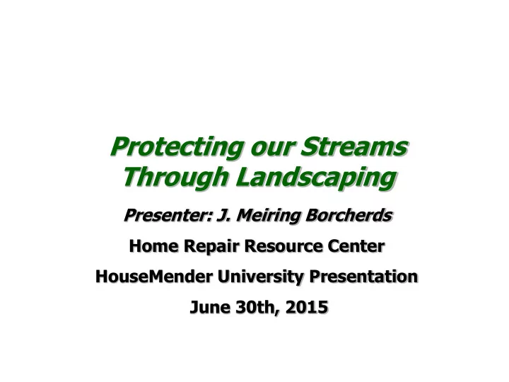 protecting our streams