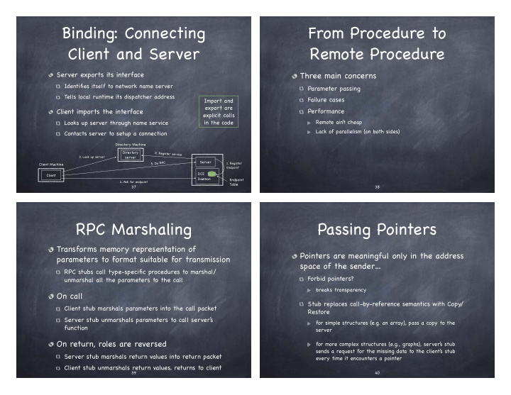 binding connecting from procedure to client and server