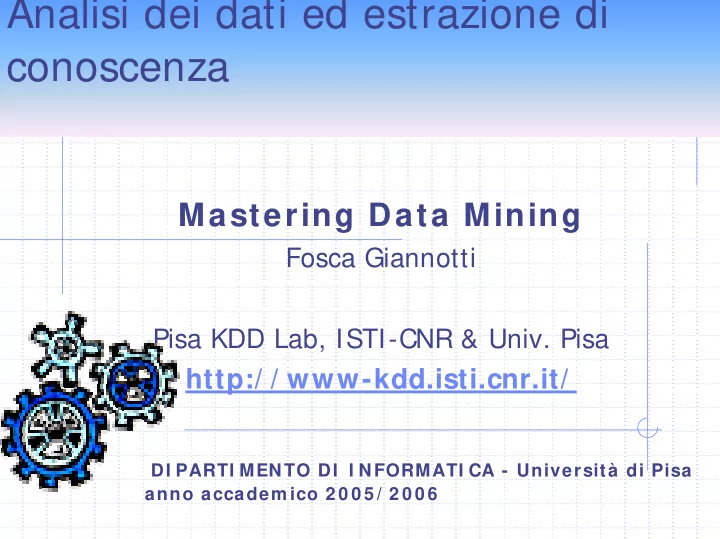 analisi dei dati ed estrazione di conoscenza