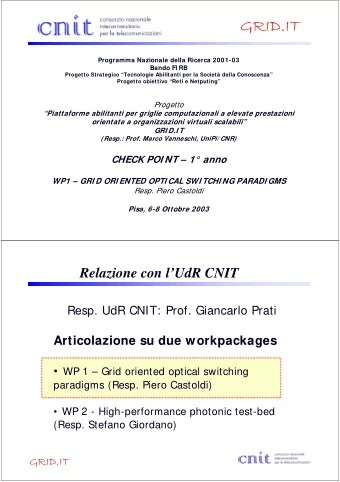 GRID.IT  GRID.IT  Programma Nazionale della Ricerca 2001-03  Bando FI RB  Progetto Strategico