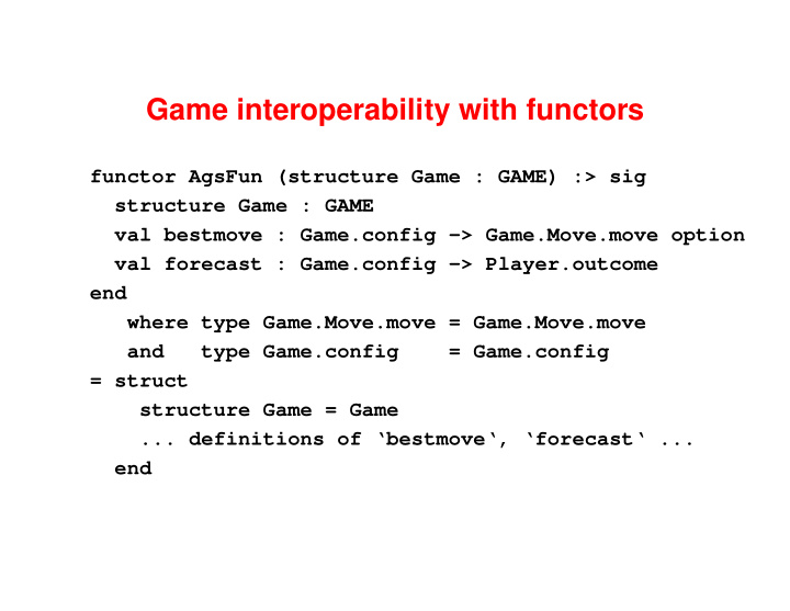 game interoperability with functors