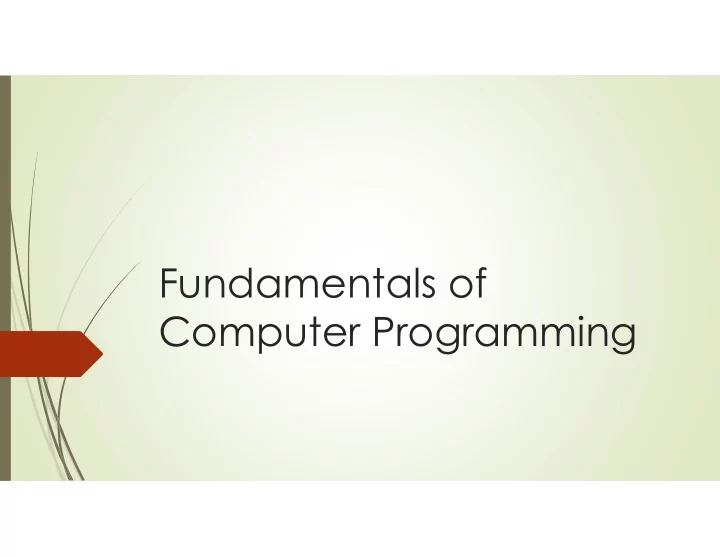 fundamentals of computer programming how class is