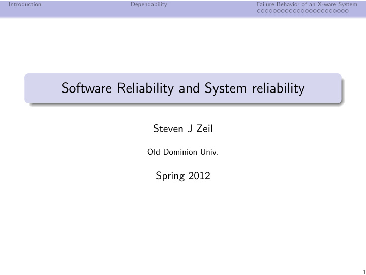 software reliability and system reliability