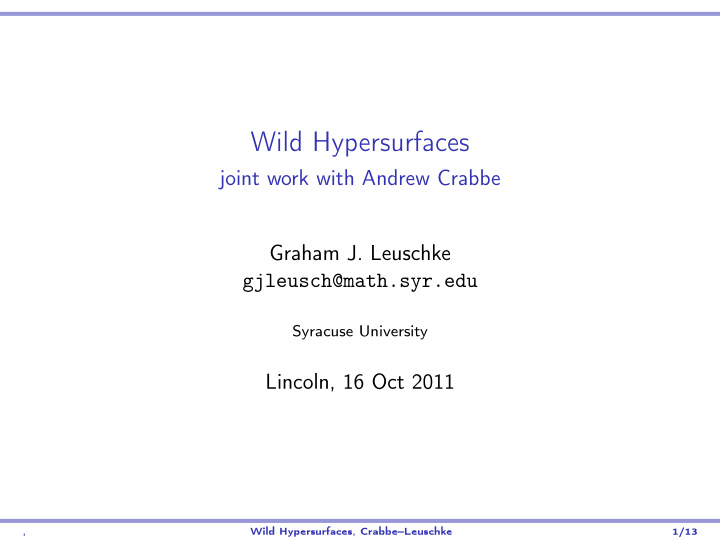 wild hypersurfaces