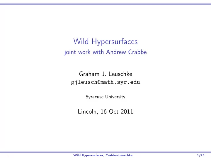 wild hypersurfaces