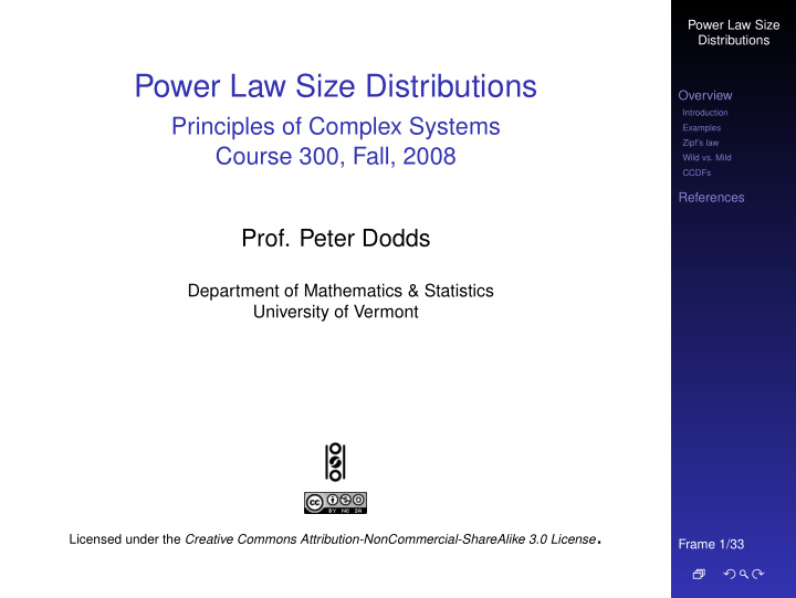 power law size distributions
