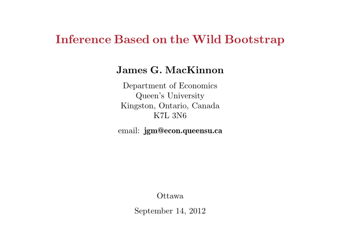 inference based on the wild bootstrap