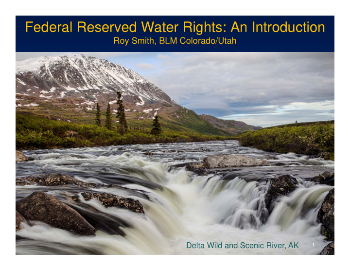 federal reserved water rights an introduction