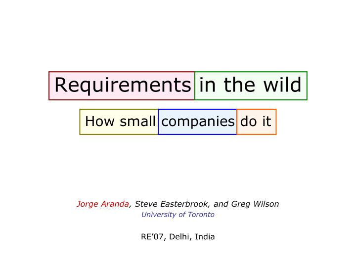 requirements in the wild