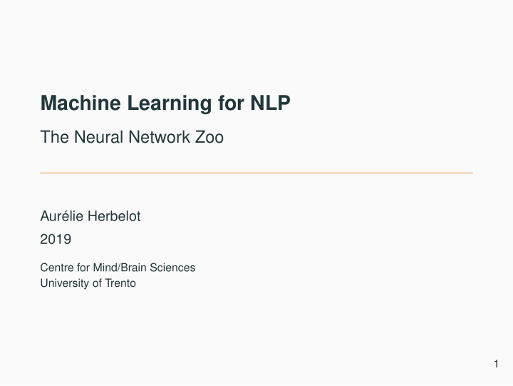 machine learning for nlp