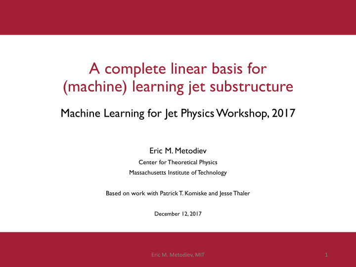 machine learning jet substructure