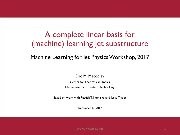 machine learning jet substructure