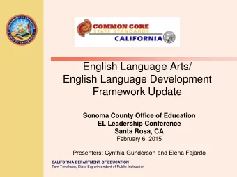 English Language Arts/  English Language Development  Framework Update  Sonoma County Office of
