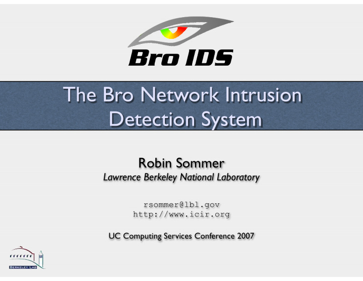 the bro network intrusion detection system