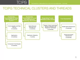 TCIPG TECHNICAL CLUSTERS AND THREADS  Trustworthy  Trustworthy  Technologies for Wide  Technologies