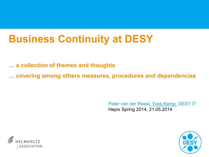 business continuity at desy