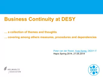Business Continuity at DESY  a collection of themes and thoughts  covering among others