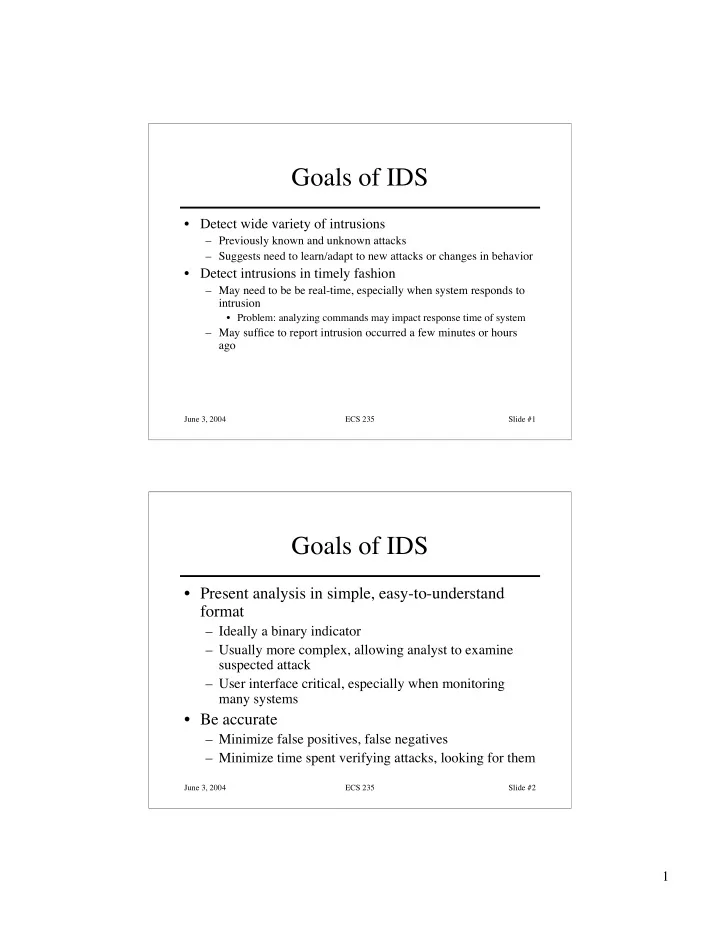 goals of ids