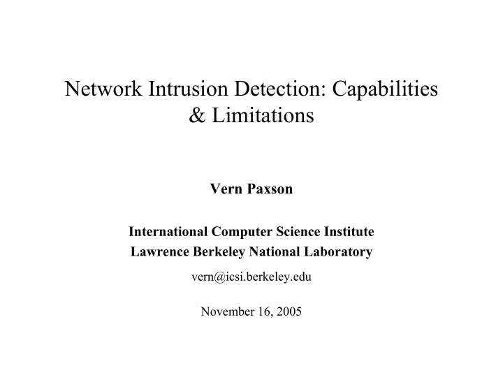 network intrusion detection capabilities limitations