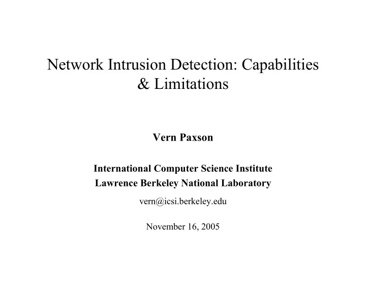 network intrusion detection capabilities limitations