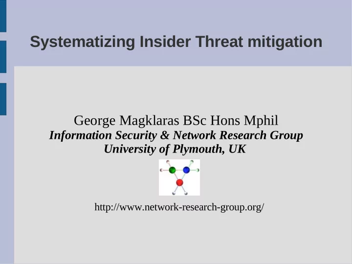 systematizing insider threat mitigation