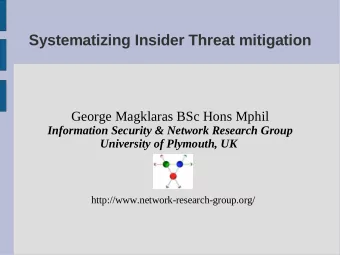 Systematizing Insider Threat mitigation  George Magklaras BSc Hons Mphil  Information Security