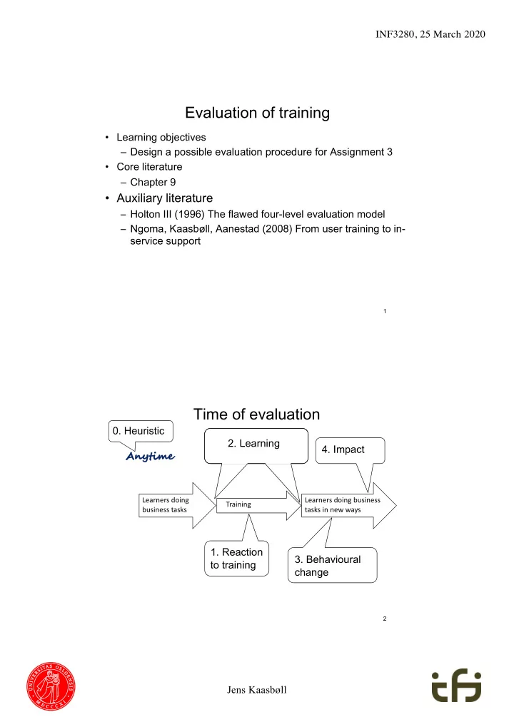 evaluation of training
