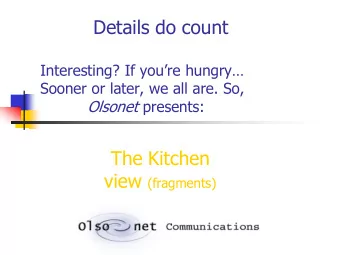 The Kitchen view (fragments)  : power cycles  It is not that easy to make it easy  : which RF?