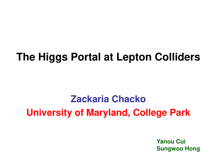 the higgs portal at lepton colliders