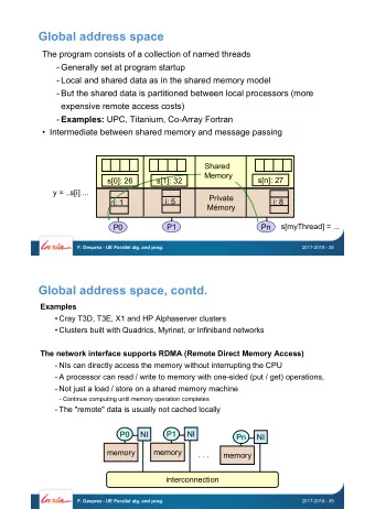 Global address space  The program consists of a collection of named threads  - Generally set at