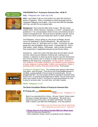 5 SLIDES  teach your children to pray?  Paul gives us some great lessons on how  to pray for