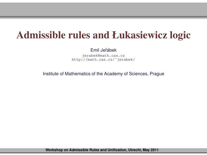 admissible rules and ukasiewicz logic