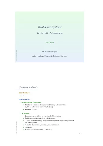 Real-Time Systems  Lecture 01: Introduction  2013-04-16   01  2013-04-16  main   Dr.