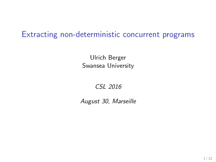 extracting non deterministic concurrent programs