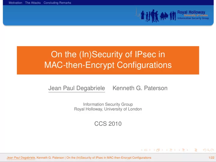 on the in security of ipsec in mac then encrypt