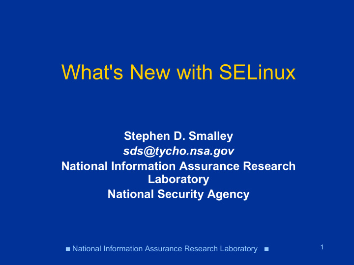 what s new with selinux