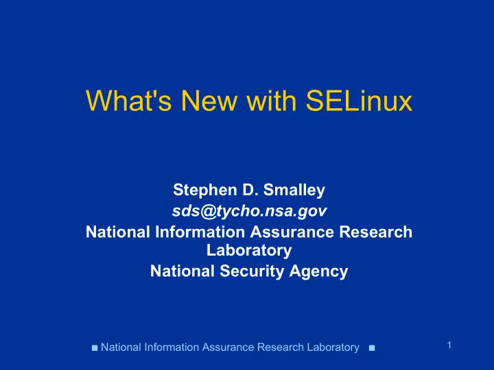 what s new with selinux