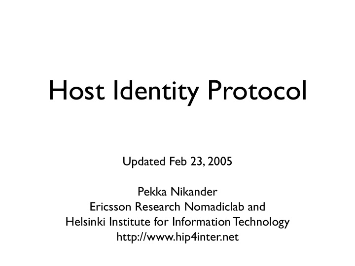 host identity protocol